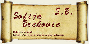 Sofija Breković vizit kartica